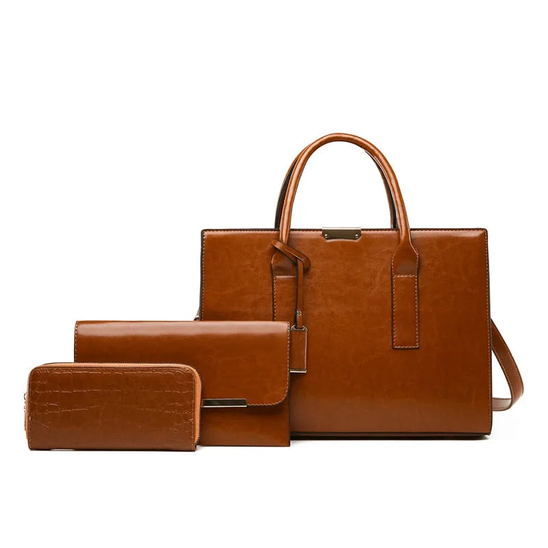 Leather Set Bag + 2 Wallets - Zayna