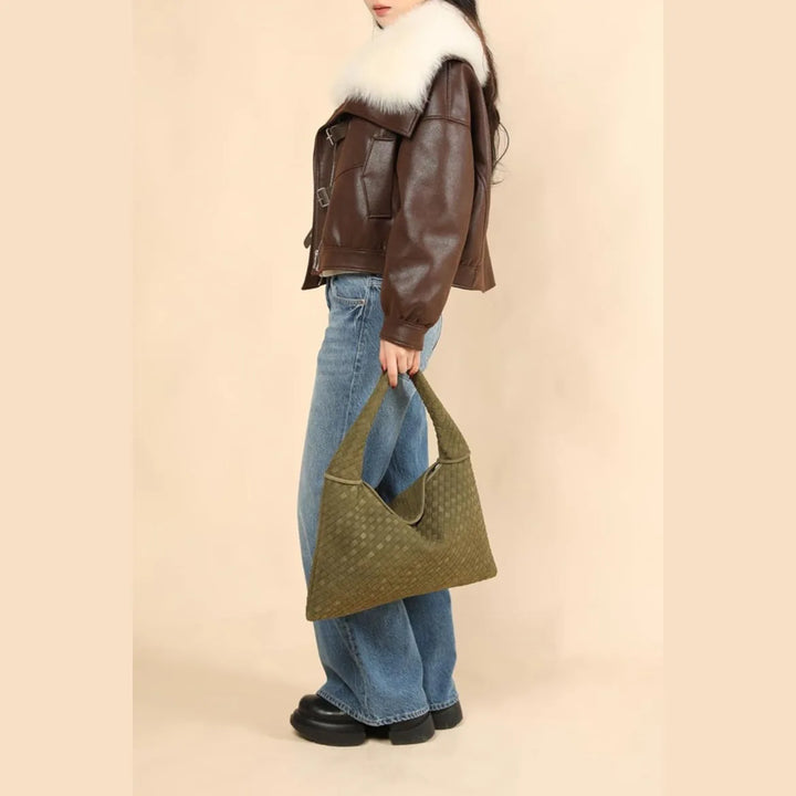 Large Woven Suede Bag Tory
