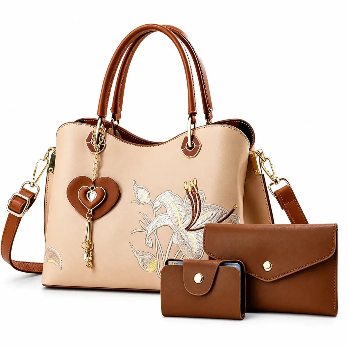 Leather Shoulder Bag Set - Mila
