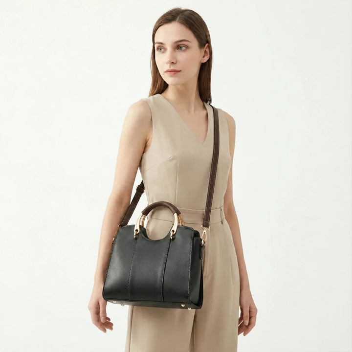 Luxurious Women's Leather Crossbody Bag - Atena