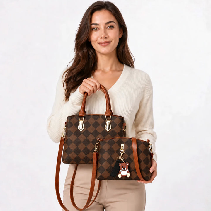 Printed Leather Handbag Set - MIRA